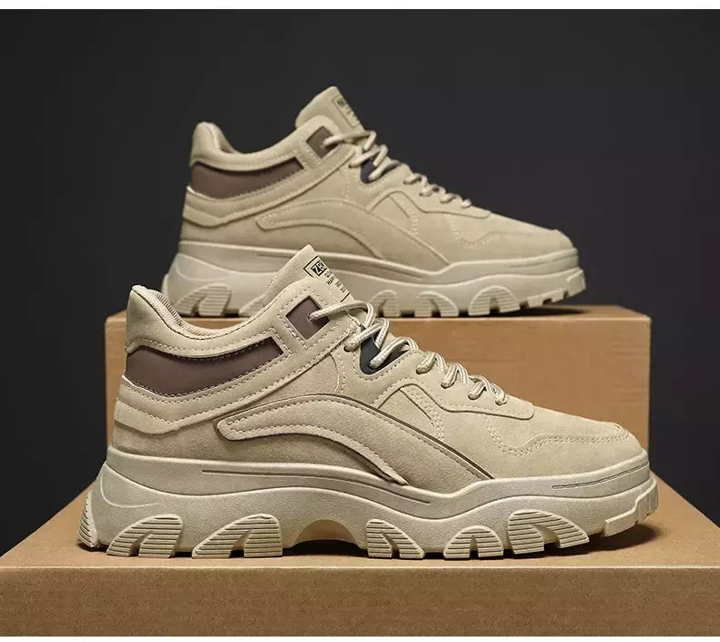 Sapatos de sola grossa masculina, botas de deserto, táticas calorosas, strappy nu, moda ao ar livre, novo, inverno, 2023