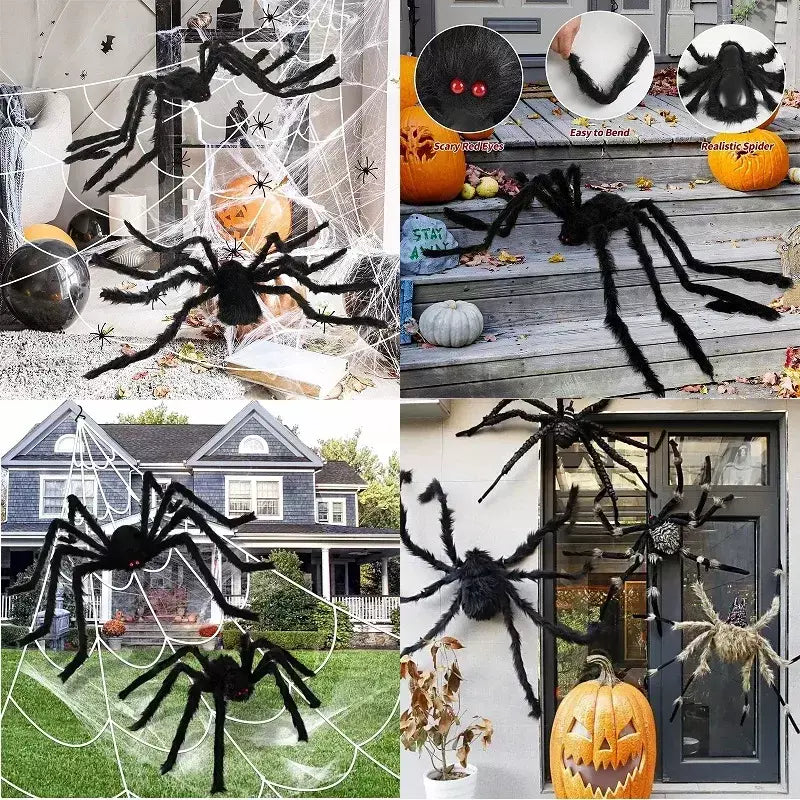 30cm/50cm/75cm/90cm/125cm/150cm/200cm horror halloween gigante aranha preta decoração casa assombrada festa adereços decoração de halloween
