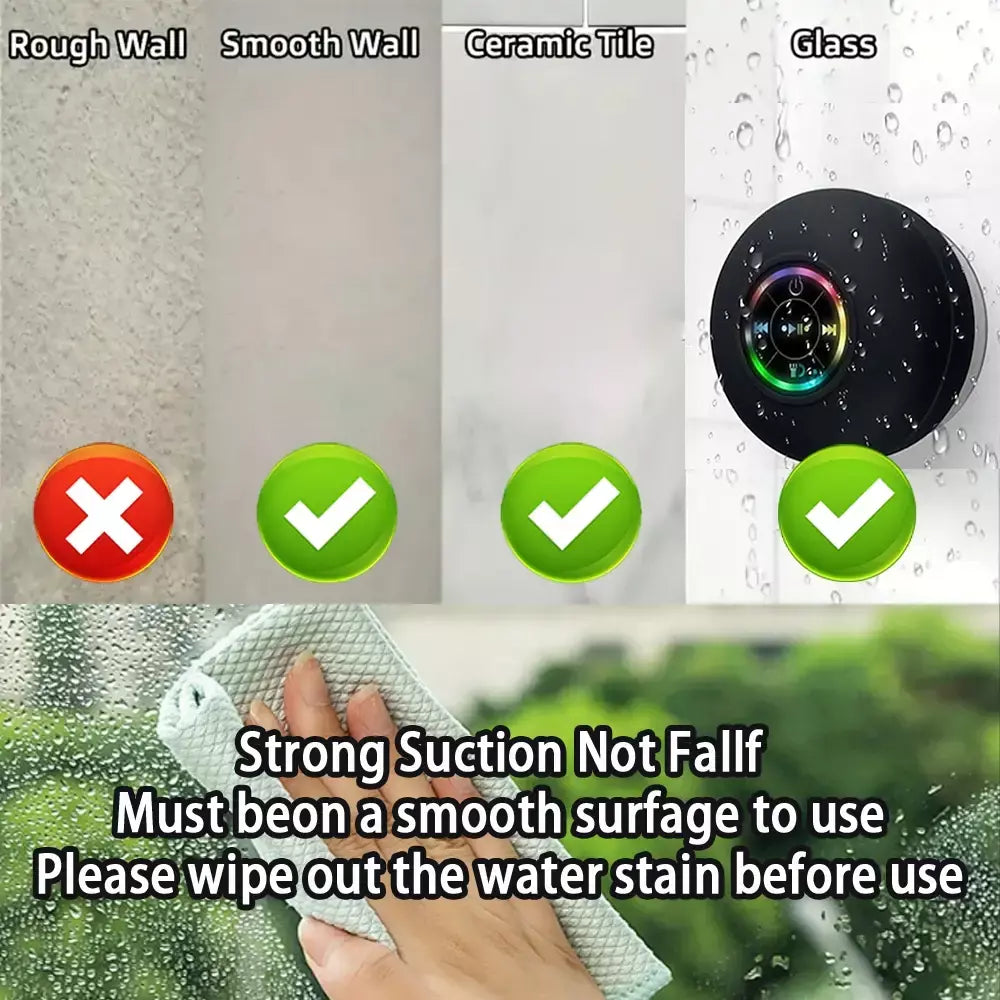 Família portátil sem fio bluetooth à prova dwaterproof água ventosa led pequeno alto-falante carro banheiro telefone móvel ouvir música estéreo