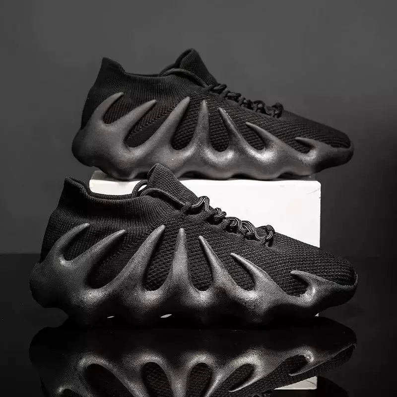 Sapato de meias respiráveis de sola grossa masculino, tênis de corte baixo, calçados esportivos casuais masculinos, corrida ao ar livre, moda casal, antiderrapante, novo