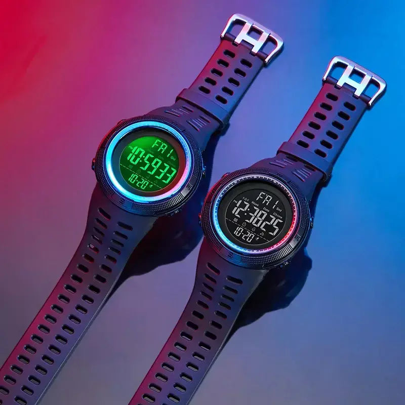 Skmei 1251 relógio digital à prova d'água para homens, relógio de pulso eletrônico esportivo com contagem regressiva, relógio militar led 1560 reloj hombre