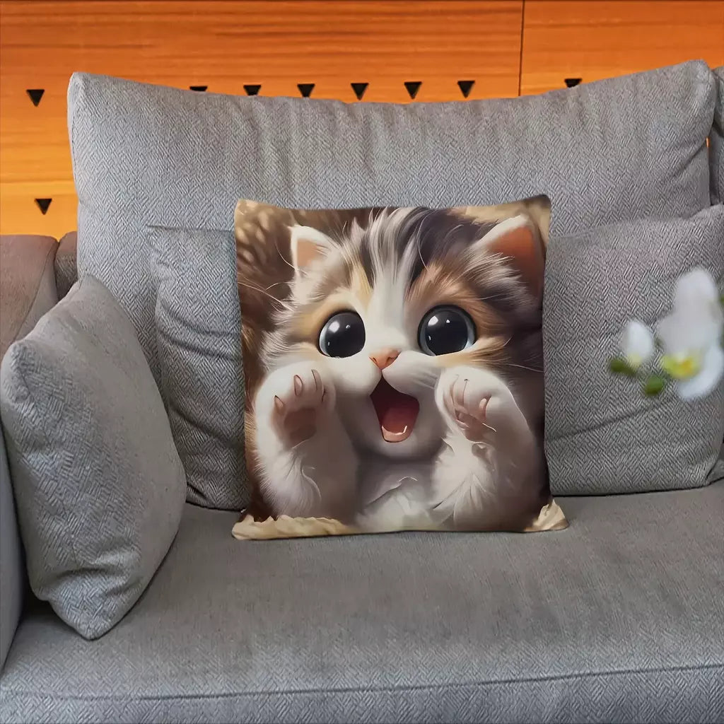 "Faixa de almofada de gatinho fofo, design de desenho animado de olhos grandes para decoração aconchegante de casa, capa de almofada de algodão macio com estilo animal adorável";;VERDADEIRO;;"wxy-20250516000030,50X50cm