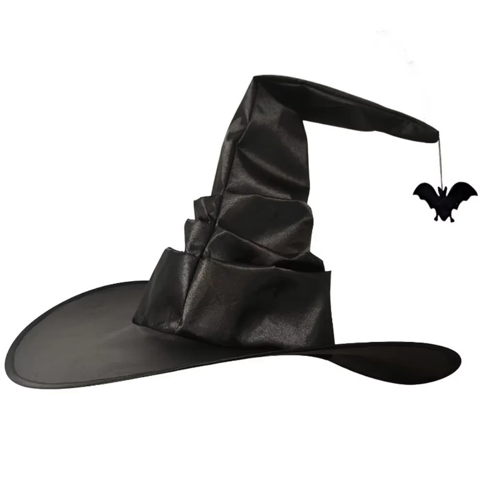 Halloween dobras bruxa feiticeiro chapéu preto festa cosplay traje chapelaria diabo boné adereços traje feminino acessório para festa cosplay