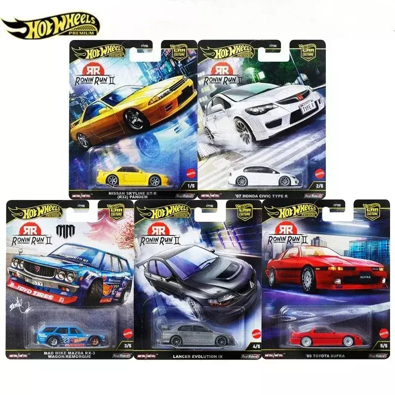 Hot Wheels Premium 2025 FPY86 Ronin Run 2, cultura de carro com etiqueta dourada, modelos fundidos em escala 1:64, brinquedos colecionáveis, presente para crianças