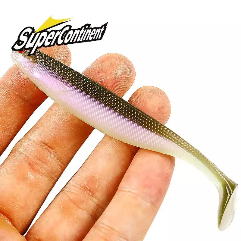 Novo supercontinente shadtteez t-tail 50mm 70mm 100mm pique zander predador pesca 3d olhos isca macia iscas de pesca