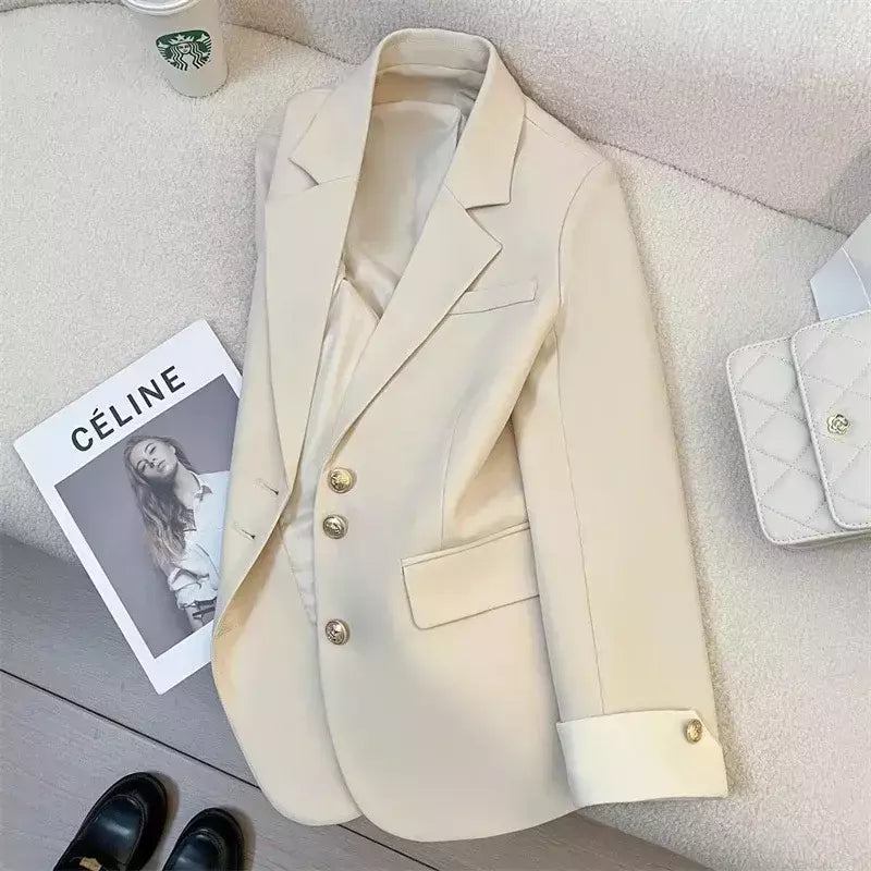 Moda feminina blazer de cor sólida, primavera novo temperamento casual celebridade terno popular