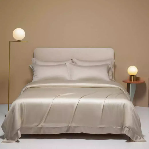 Liv-Esthete-Conjunto de cama cinza, capa de edredão, fronha, lençol, colcha, Double King Queen para dormir, 100% seda, Gift Set, verão