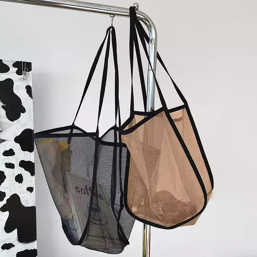 Bolsa de malha de grande capacidade feminina, pacote viagem praia, bolsa de ombro única, bolsa feminina, design Hollow Out, moda