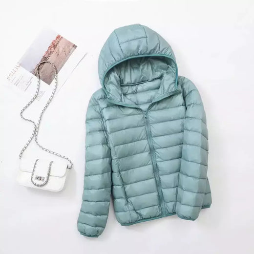 Casaco fino leve com capuz de pato para mulheres, casaco curto fino, streetwear quente, branco, plus size, casacos, outono, inverno, 2023