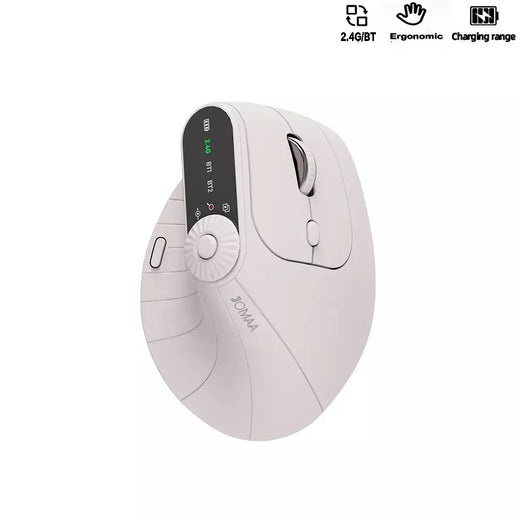 Mouse ergonômico vertical multidispositivo com ajuste de função Kno recarregável 2.4G Bluetooth Mouse sem fio para PC Tablet