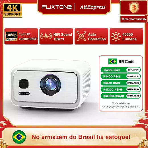 FlixTone D9W Ultra 3000 ANSI Full HD 1080P Projetor para filmes Android WiFi 6 Projetor de feixe de home theater para vídeo ao ar livre projetores no brasil
