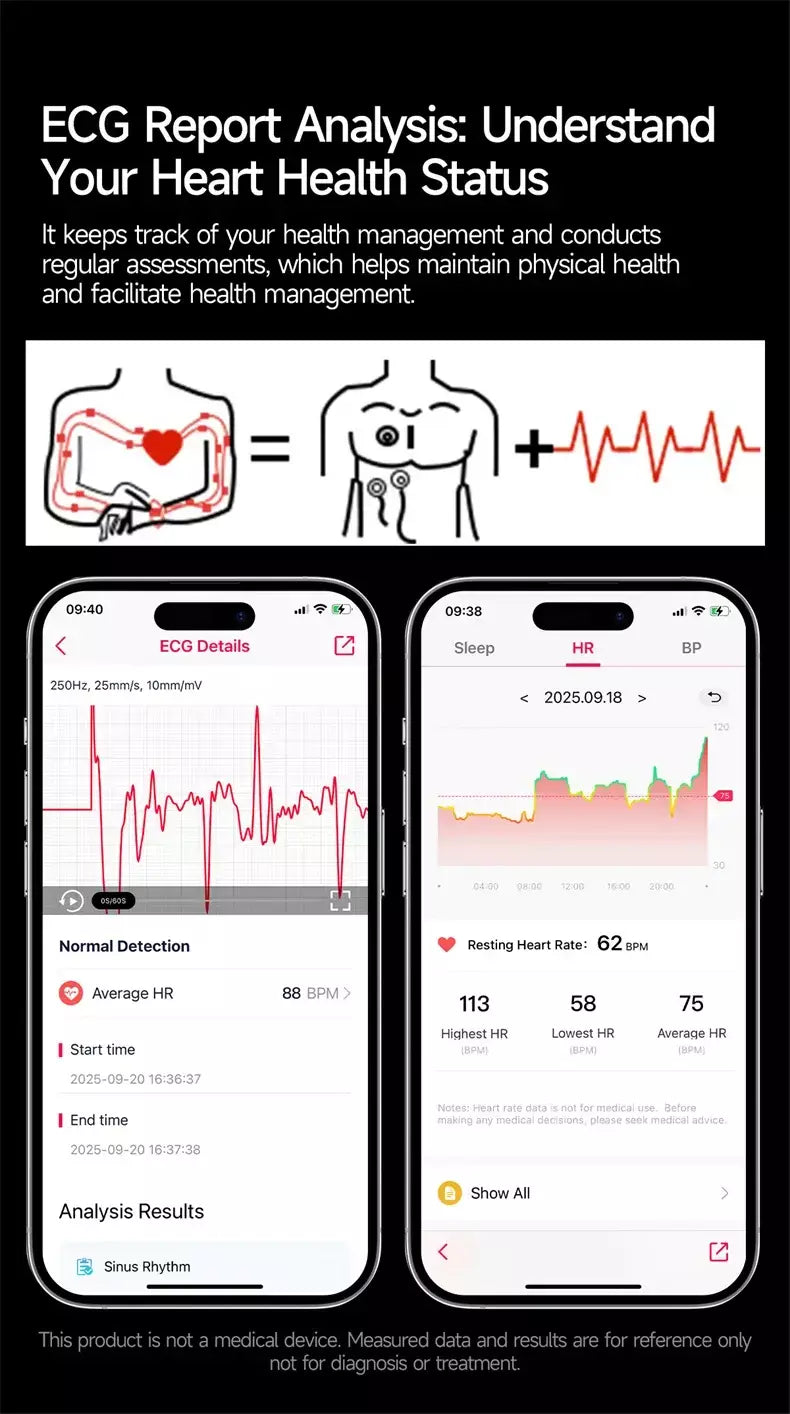 2026 novo relógio inteligente masculino feminino exame micro-físico ecg + ppg oxigênio no sangue ácido úrico pressão arterial safira smartwatch masculino