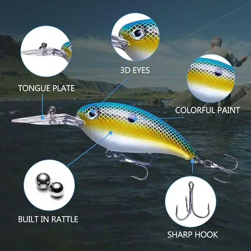 Conjunto de crankbaits cores misturadas isca 10cm/14g isca de pesca minnow wobbler manivela jerkbait baixo swimbait ganchos agudos nadar equipamento duro