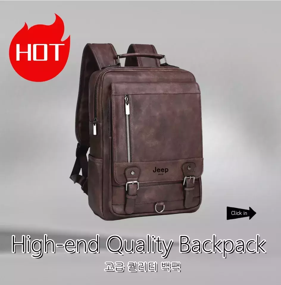 JEEP BULUO-Bolsa Masculina Casual para Laptop, Mochila de Couro Dividido, Bolsa para Computador, Alta Capacidade, Nova Tendência