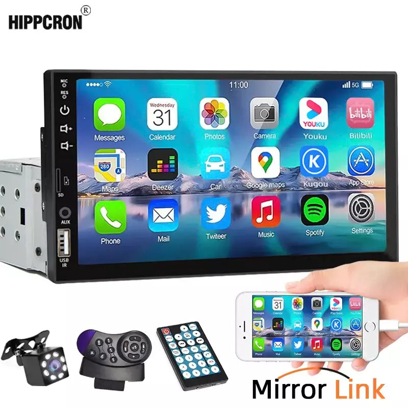 7 Polegada rádio do carro 1 din mp5 player tela de toque multimídia fm iso potência aux entrada usb bluetooth espelho link universal autoradio