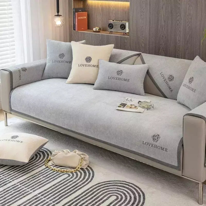 Capa de sofá chenille para sala de estar, combinação universal, estilo luxuoso acessível, toalha de sofá, quatro estações