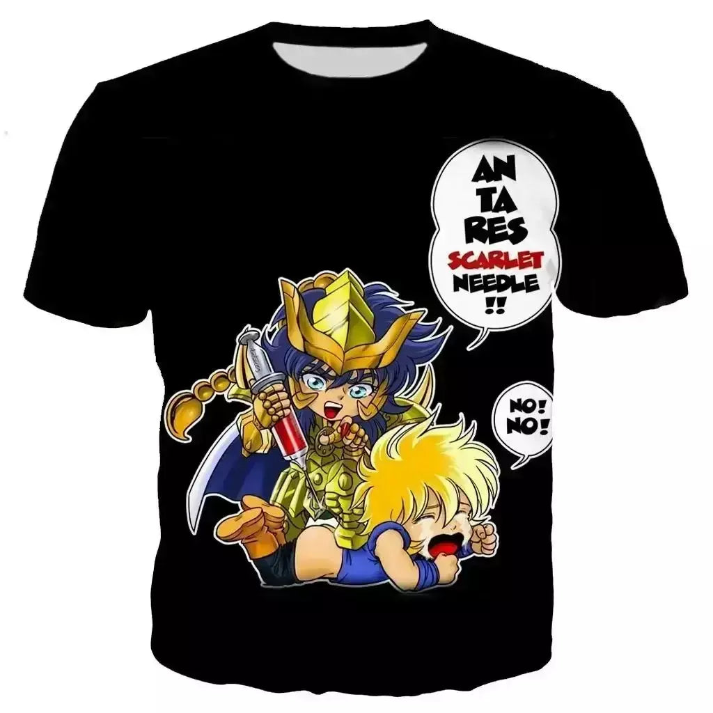 Saint seiya t camisa masculina moda camisetas crianças hip hop topos camisetas anime impressão 3d camiseta masculina de verão gráfico topos meninos t