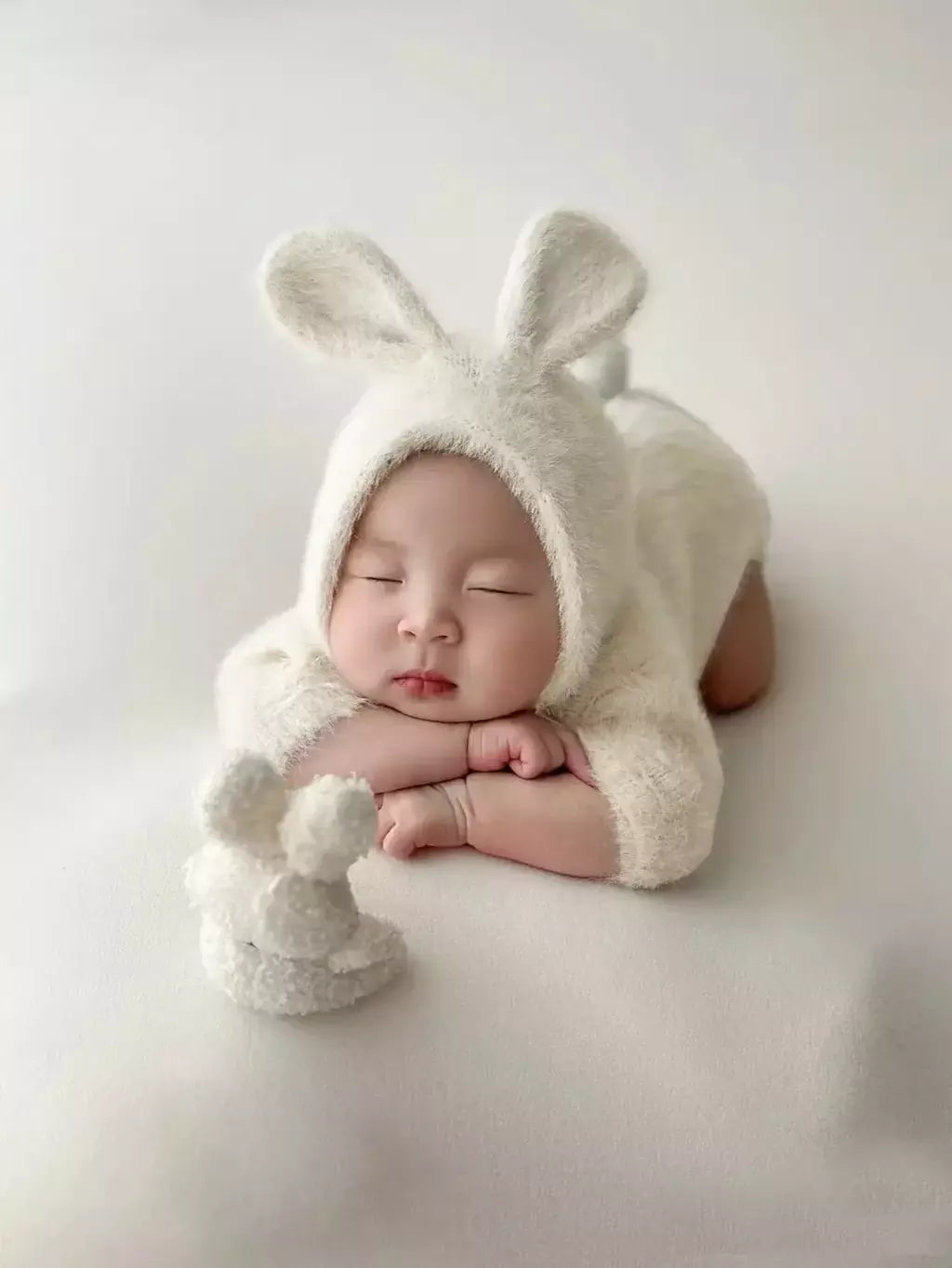 Adereços para fotografia de recém-nascidos, roupa de malha, boneca de coelho, óculos para cosplay de bebê, acessórios para sessão de fotos