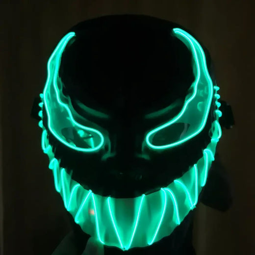 Design de super-herói luminoso led neon cosplay veneno filme máscara halloween horror brilhante masquerade carnaval festa traje decoratio