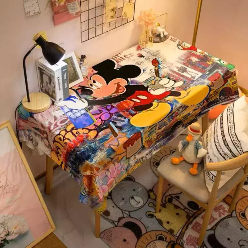 Toalha De Mesa Mickey Mouse Dos Desenhos Animados Da Disney Para Crianças, Mesa De Jantar Americana, Toalha De Mesa De Café Retro, Toalha De Mesa Quadrada