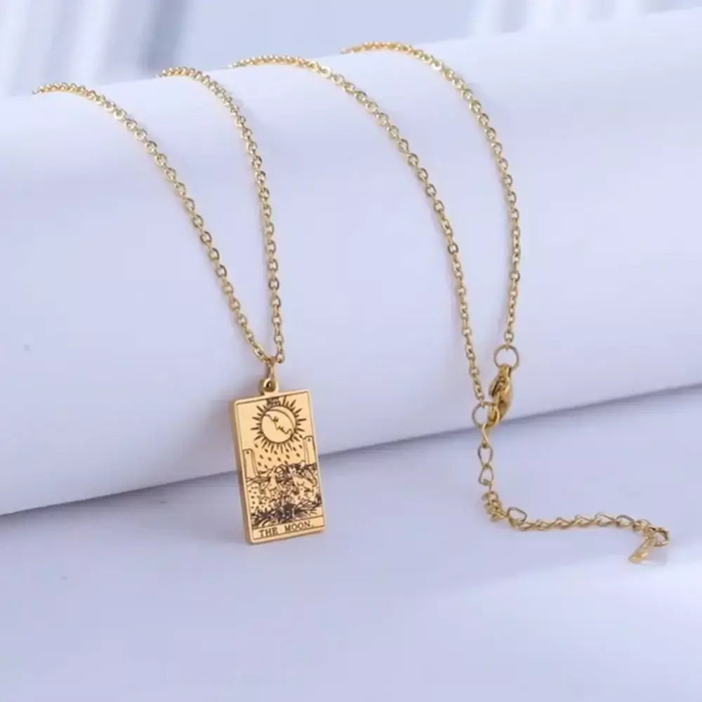 Dawapara cartas de tarô colar feminino colar de aço inoxidável riqueza amuleto clássico tarô grandes arcanos adivinhação charme jóias