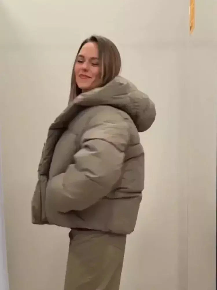 Inverno quente curto puffer jaquetas feminino solto parkas casaco moda com capuz pão jaqueta outwear algodão-acolchoado jaqueta