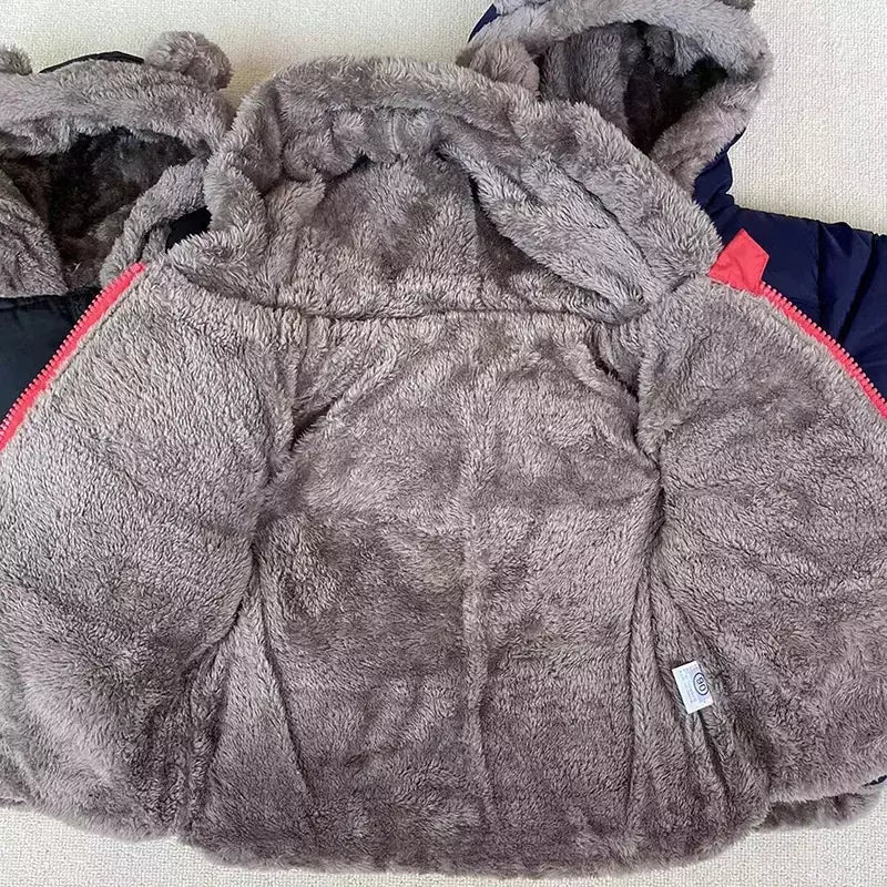 Bebê meninos meninas jaqueta com capuz algodão outerwear crianças grosso casaco de lã cashmere acolchoado jaquetas inverno meninos meninas casacos quentes