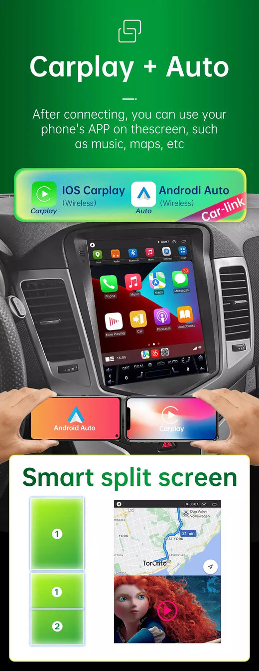 Do Brasil Leitor de Vídeo Multimídia Rádio Automóvel, Android Auto Stereo para TESLA Toyota Corolla 2009-2013, Estilo Tesla, 2 Din
