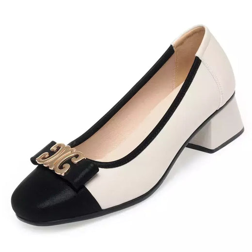 Sapatos simples de boca rasa macia, estilo francês, couro macio, com todos os f