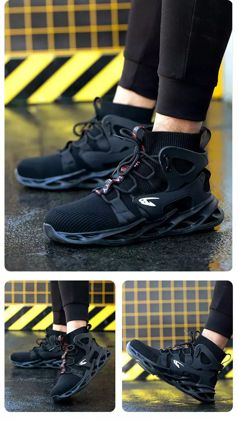 Tênis masculinos leves à prova de punção, sapatos de aço, botas indestrutíveis