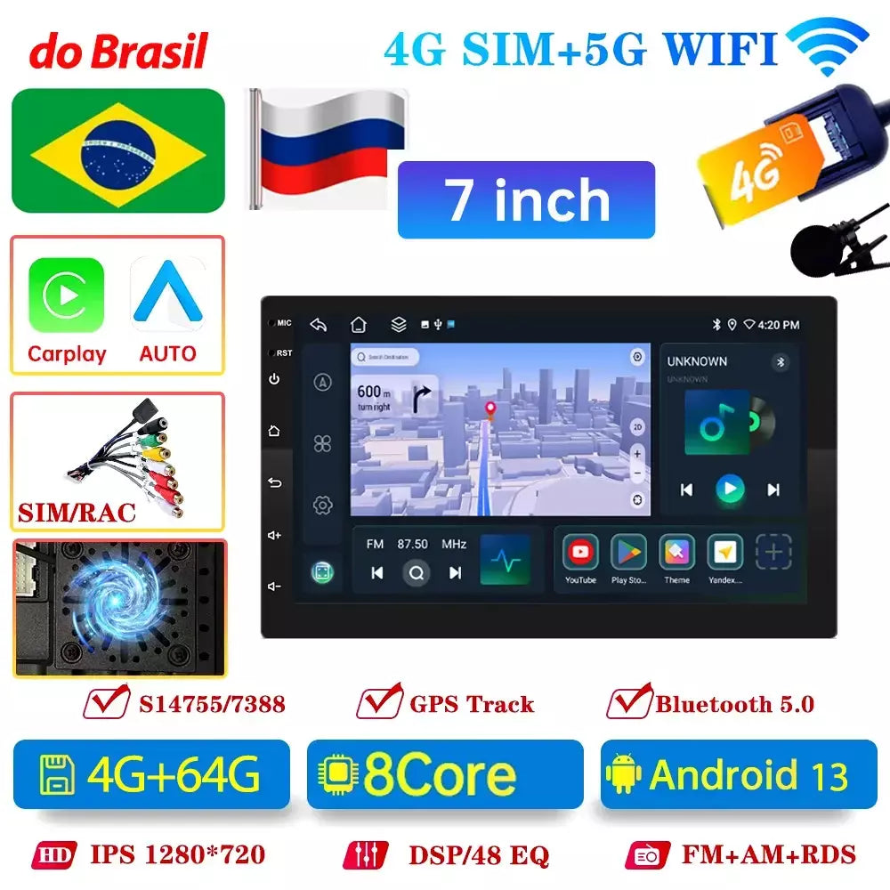 8581 8 Core Rádio do carro 7/9/10 ''2 Din Android 13 auto Vídeo Multimídia Estéreo Universal Carplay 8581 Para Volkswagen Nissan Hyundai Kia toyota fiat jeep honda toro Chevrolet Peugeot Citroën Ford