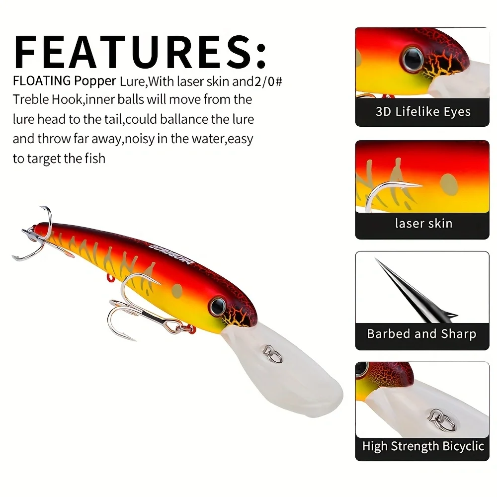 Isca de pesca flutuante de 20cm com ganchos, isca artificial realista para pesca em água doce e salgada, 1 peça