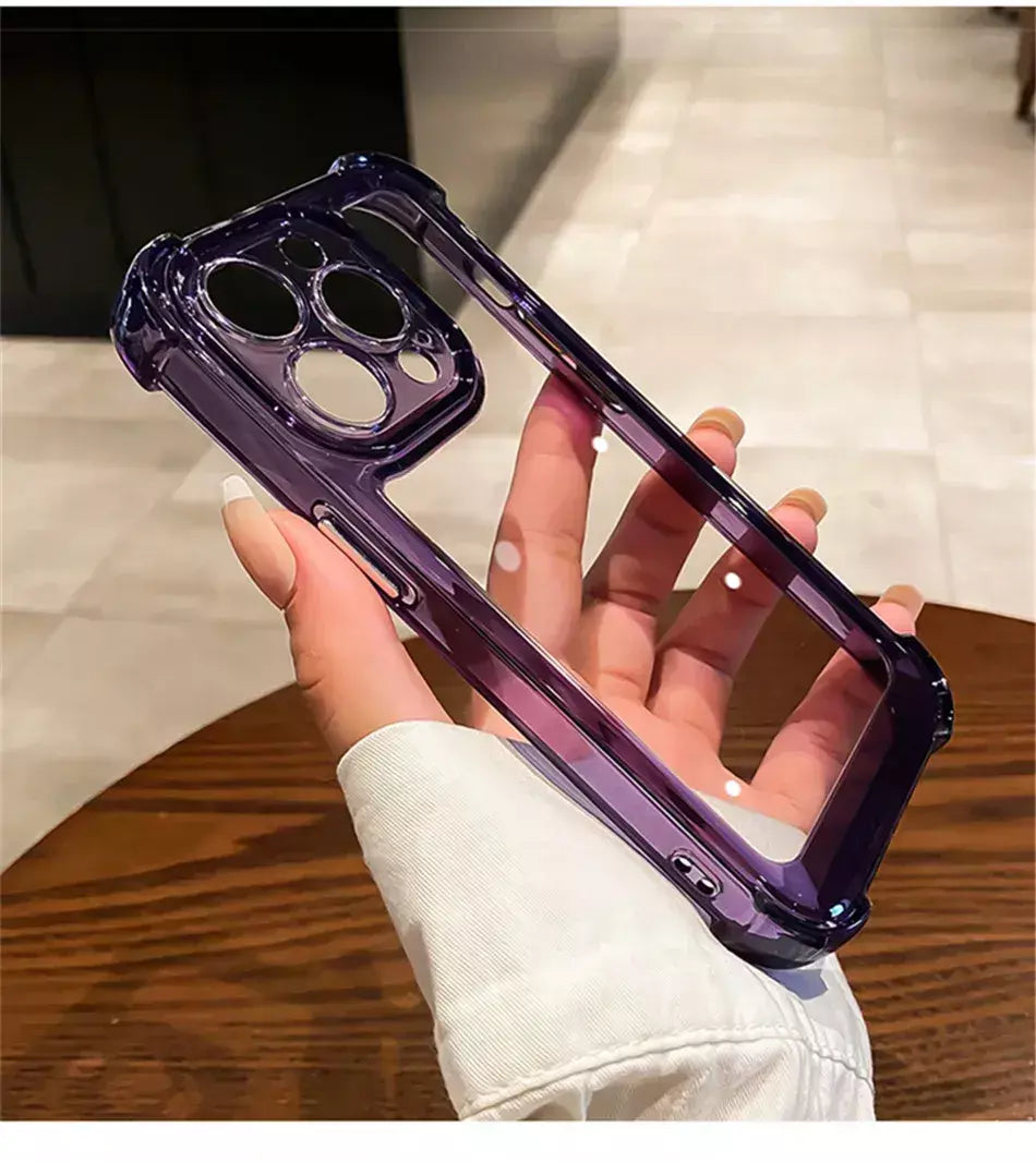 Luxo à prova de choque claro caso telefone para iphone 15 14 13 12 11 pro max 14 15 plus silicone pára-choques transparente capa traseira dura