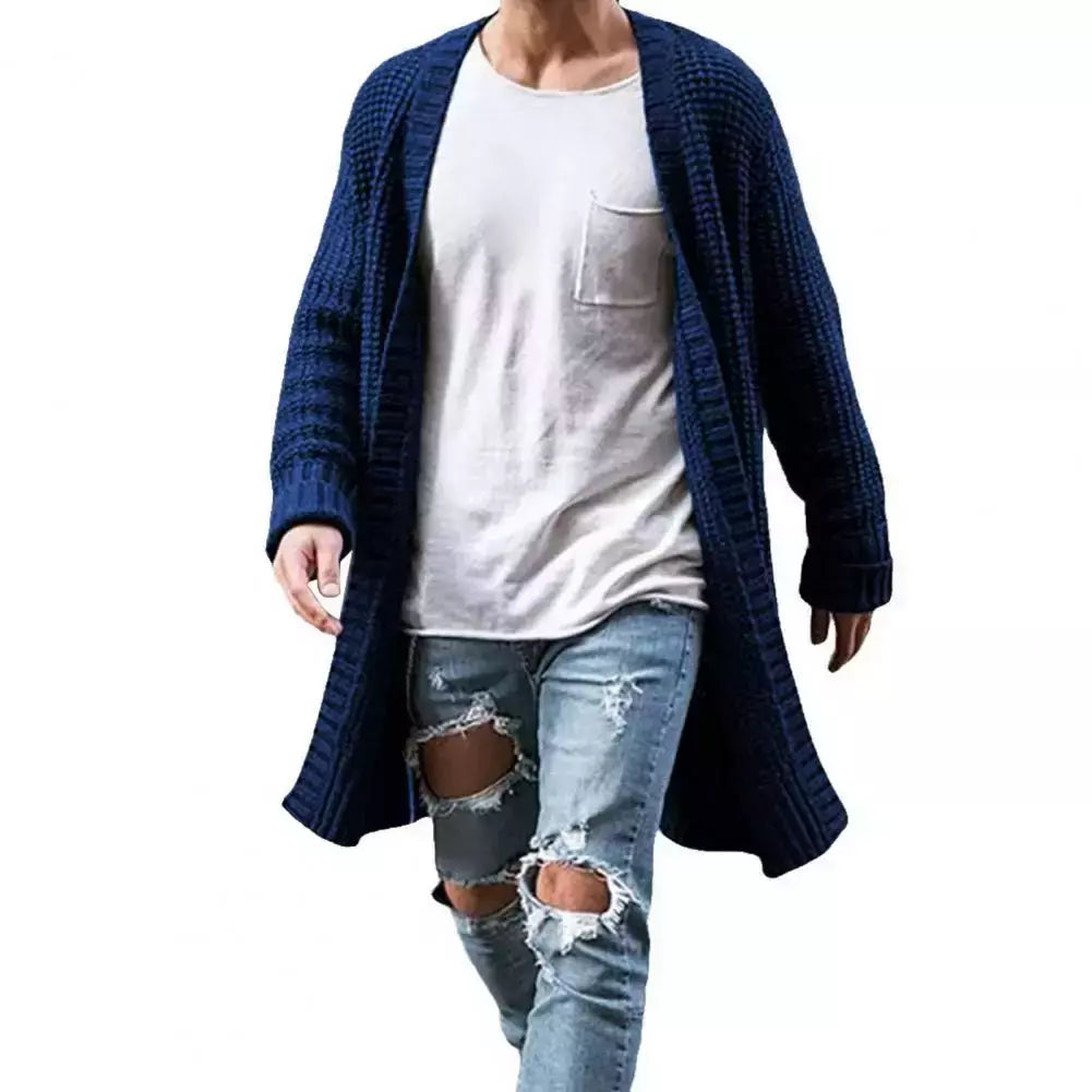 Cardigã de malha de algodão masculino, suéteres finos de manga comprida, outwear masculino monocromático, casaco quente, moda casual, novo, outono, inverno