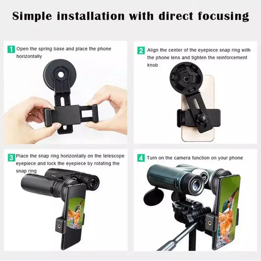 Telescópio telefone foto adaptador universal alinhado rápido telefone celular digiscoping adaptador de montagem compatível com binóculos monoculares
