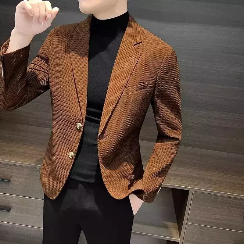 Blazer fino preto slim fit masculino, jaquetas masculinas, casaco de negócios, estilista de luxo, roupas de alta qualidade, novo, 2021