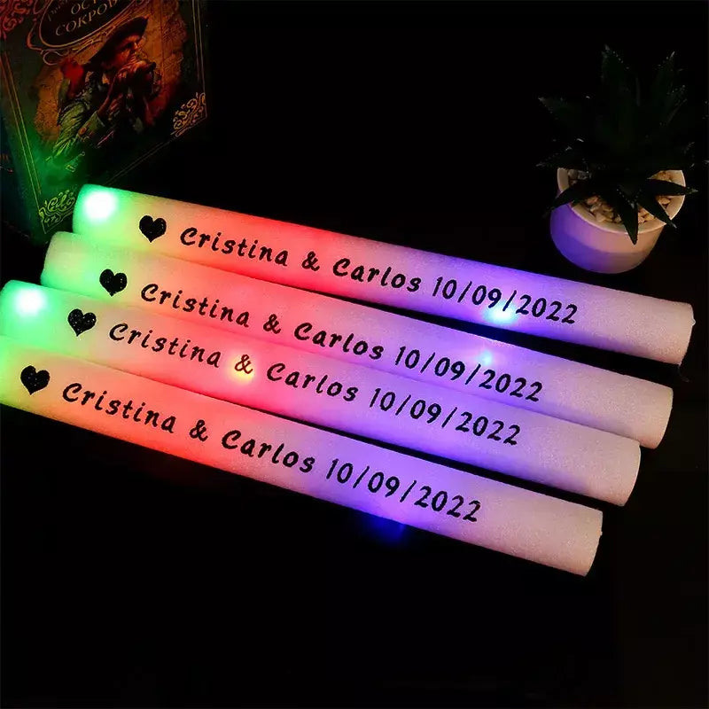 12/15/30/60 pçs led brilho varas em massa colorido rgb brilho espuma vara tubo de alegria luz escura para natal aniversário festa de casamento suprimentos