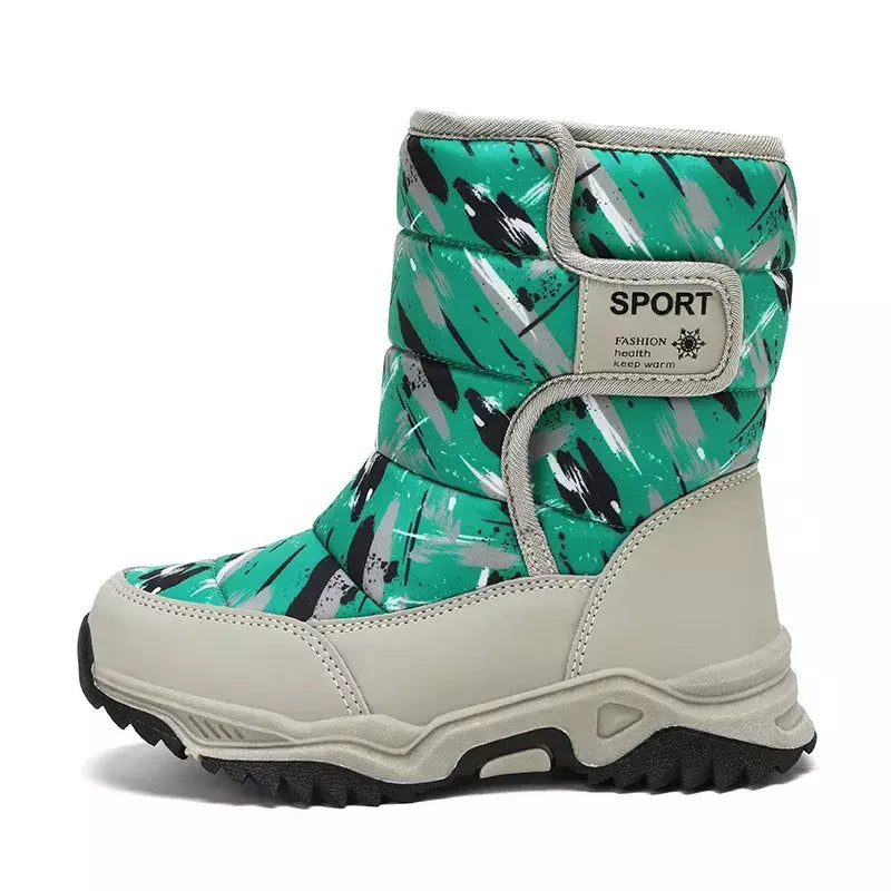 2023 inverno crianças sapatos de pelúcia tecido impermeável antiderrapante sapatos da menina sola de borracha botas de neve moda quente botas ao ar livre