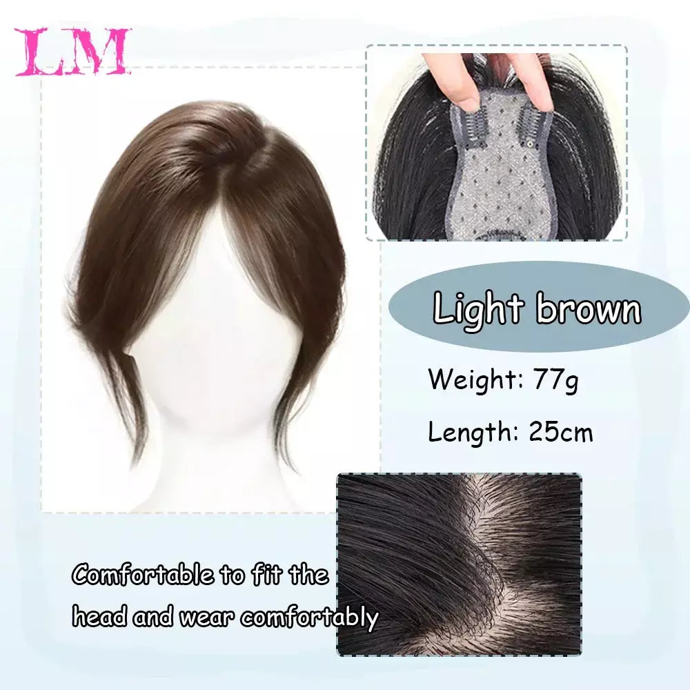 Lm fino 3d ar franja de cabelo em linha reta puro franja clipe em extensões de cabelo topper franja 3d invisível sem costura cabeça peruca de cabelo