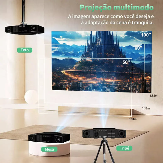 Projetor DESS 4K HD com foco automático Wi-Fi de eixo duplo projetor Android 4K home theater projetor externo Android Duty Free