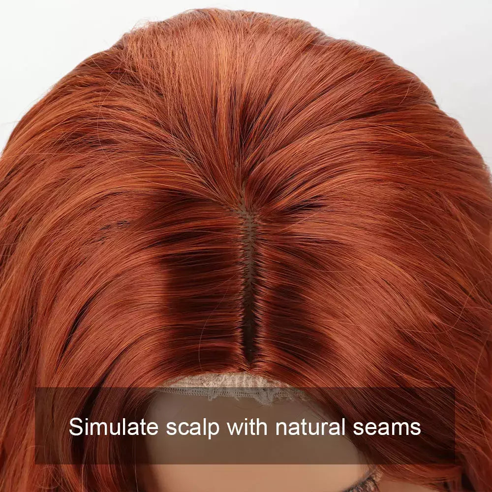 Perucas sintéticas de onda longa para mulheres, fibra resistente ao calor, penteado preto e laranja médio, cosplay