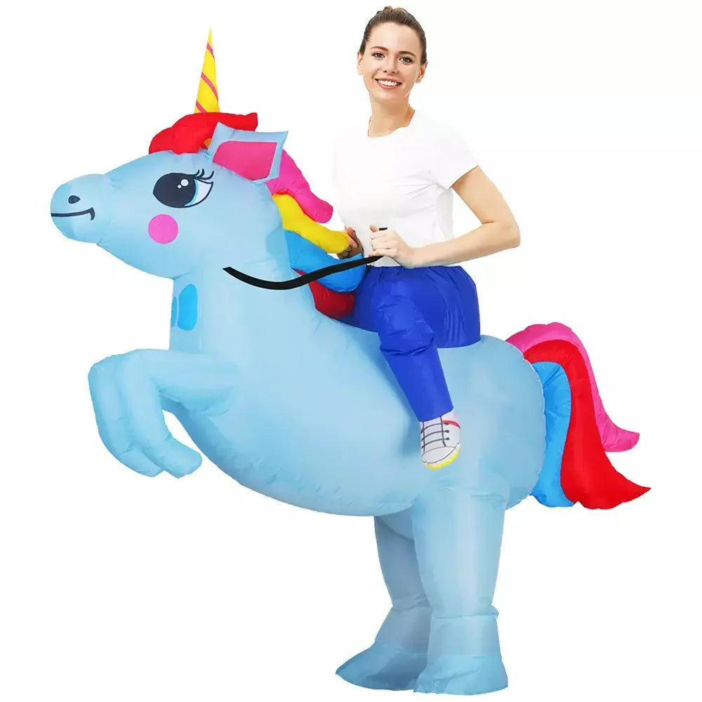 Vestuário colorido unicórnio animal trajes infláveis terno anime purim halloween carnaval festa cosplay traje para crianças adultas