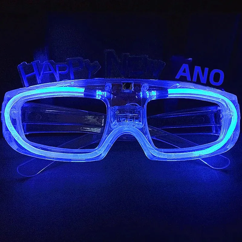Feliz ano novo led piscando óculos brilhantes iluminar crianças brinquedos brilho festa decoração suprimentos natal