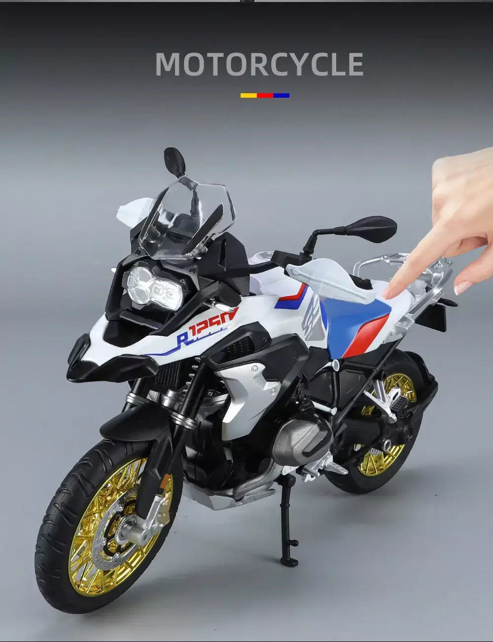 1/9 r1250 gs adv liga de corrida motocicleta diecasts rua esportes motocicleta modelo simulação com luz coleção crianças brinquedos presente