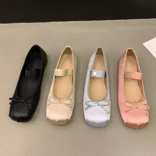 Sapatos de balé de seda cetim de luxo para mulheres, clássico quadrado toe, gravata borboleta, elástico, bailarina para senhoras, sapatos macios