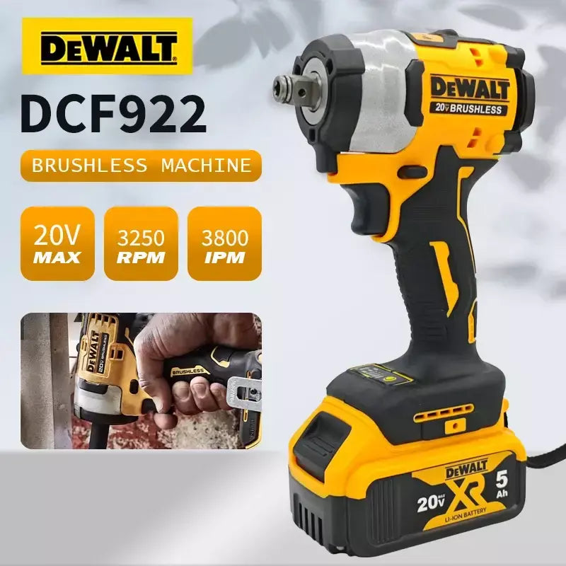 Dewalt DCF922 Chave de impacto sem escova Driver sem fio Grande torque Chave elétrica de velocidade variável 20V Ferramentas recarregáveis