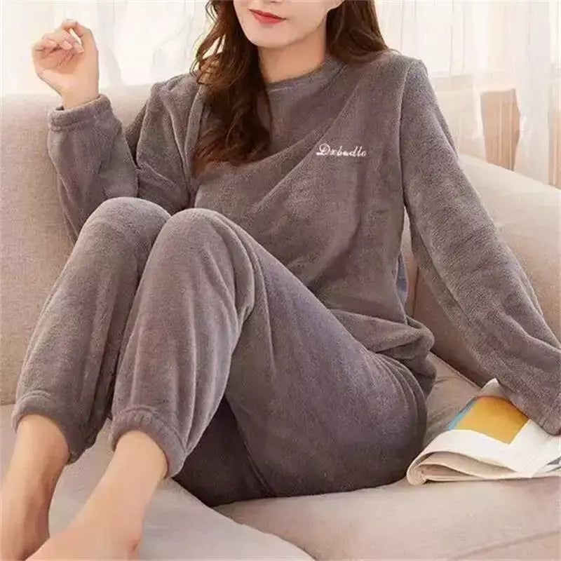 Pijama de lã coral grande masculino, veludo grosso, flanela juvenil quente, conjunto de peles domésticas, outono e inverno