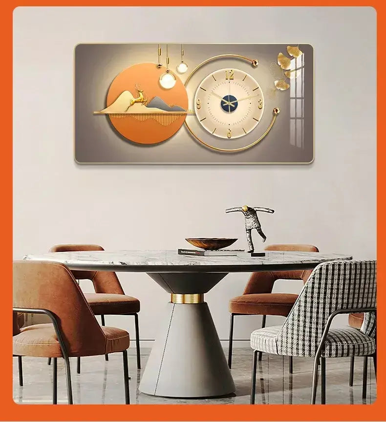 Relógio De Parede De Porcelana De Cristal Para Casa, Pintura Decorativa Retangular, Restaurante simples, Pendurado em Canto Redondo