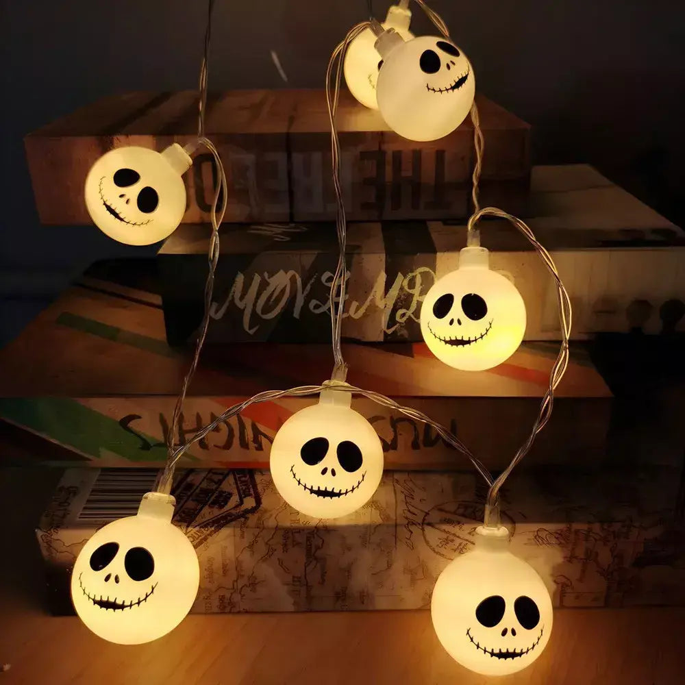 2025 decoração do dia das bruxas luzes da corda fantasma led espectro assustador luzes de fadas fantasmas bateria operado festa decoração interior 830