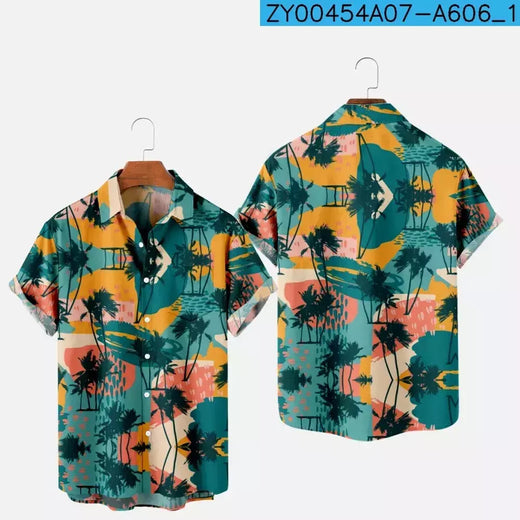 Moda masculina verão t-shirts havaiano impressão 3d aconchegante casual um botão camisas de manga curta praia camisas de grandes dimensões